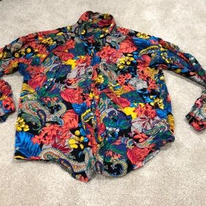 Take Away printed button down. EUC